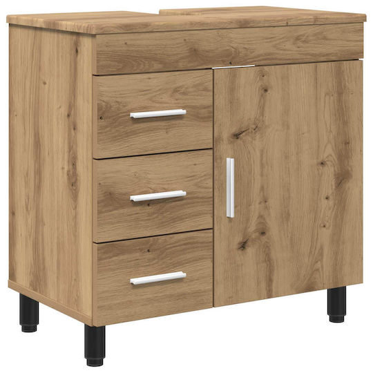 vidaXL Badezimmer Waschtisch-Einheit Ohne Waschbecken M60xB35xH60cm Eiche