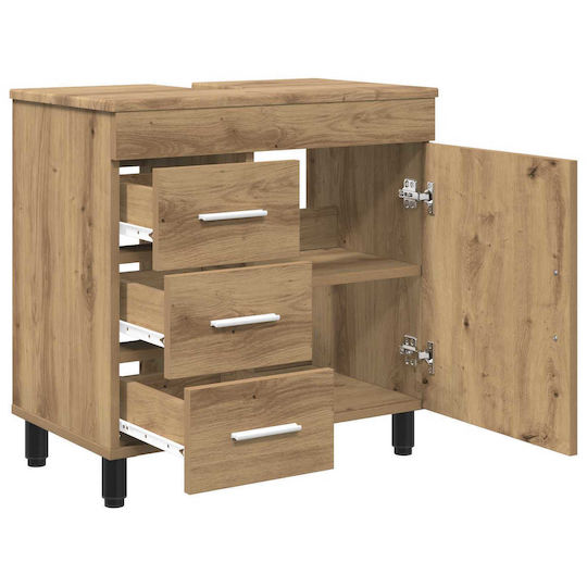 vidaXL Badezimmer Waschtisch-Einheit Ohne Waschbecken M60xB35xH60cm Eiche