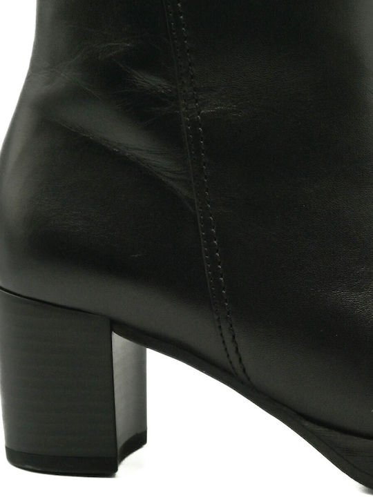 Leather Women's Ankle Boots with Fur Black