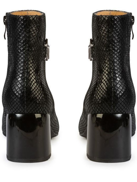 Leder Damen Stiefeletten Schwarz