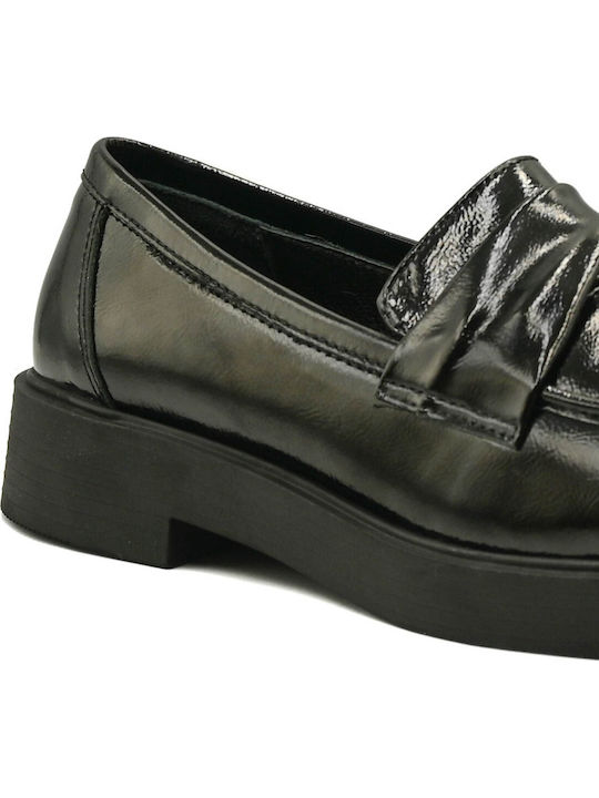 Patent Leather Women's Loafers In Black Colour