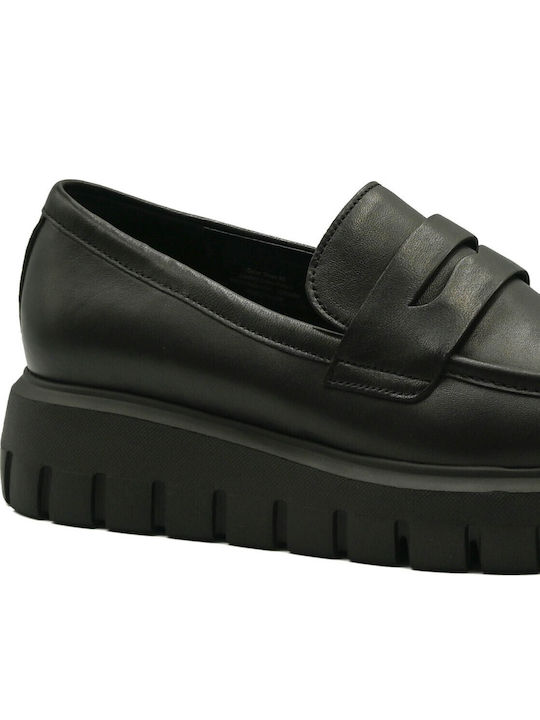 Leather Women's Loafers in Black Color