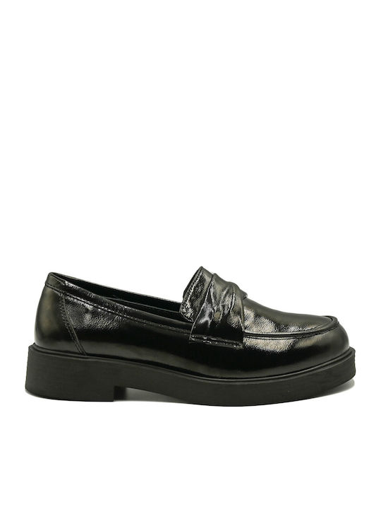 Patent Leather Women's Loafers In Black Colour