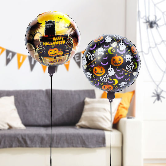Set 2 Halloween Foil Orange Balloons 45cm
