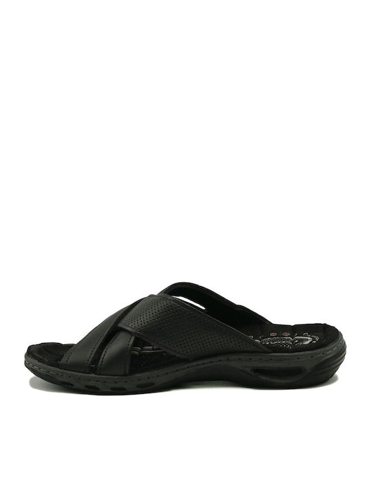 Leather Men's Sandals in Black Color