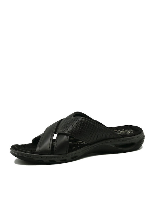 Leather Men's Sandals in Black Color