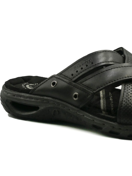 Leather Men's Sandals in Black Color