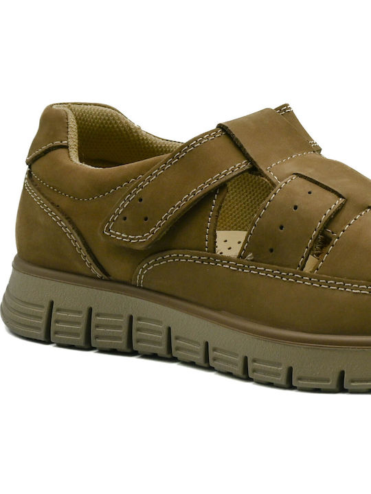 Leather Men's Sandals in Beige Colour