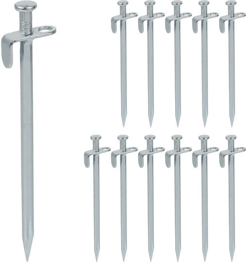 Set 12 Cuiere Pentru Cort Din Oțel Inoxidabil 20x4x1,5cm Argintiu