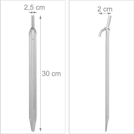 Set 20 Tent Pegs Relaxdays Galvanized Steel Silver 30x2.5x2cm