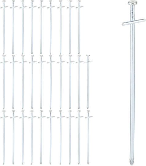Set 30 Tent Pegs Relaxdays Stainless Steel 23x3.5x1cm Silver