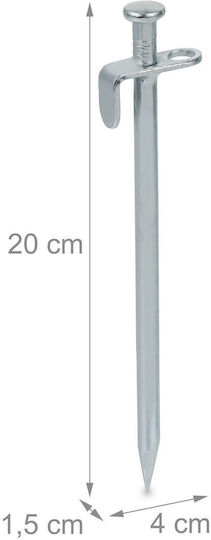 Set 12 Cuiere Pentru Cort Din Oțel Inoxidabil 20x4x1,5cm Argintiu