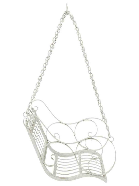Swing Armchair with Stand and Pillow Metallic White Load Capacity up to 200kg L71xW75xH59cm