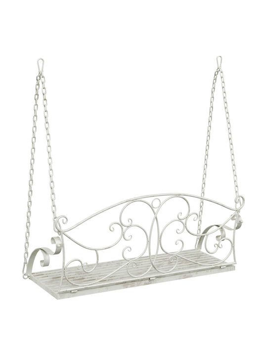 Swing Armchair with Stand and Pillow Metallic White Load Weight up to 200kg L110xD52.5xH47cm