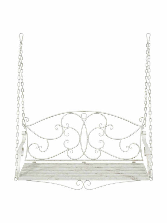 Swing Armchair with Stand and Pillow Metallic White Load Weight up to 200kg L110xD52.5xH47cm