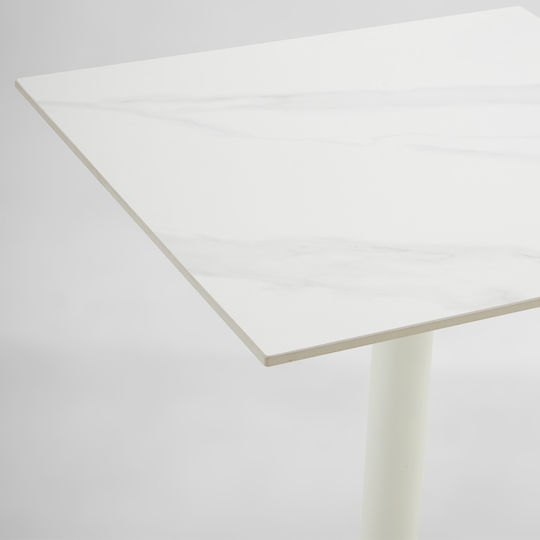 Quadra Квадратна Маса За Кухня С Мраморна Повърхност Бяла 60x60x74см