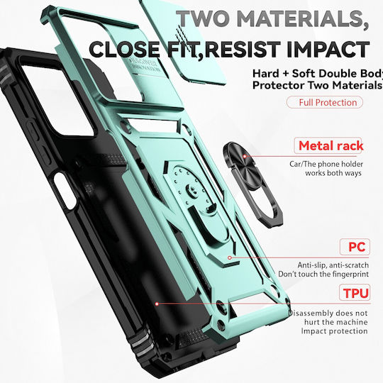 Forcell Xiaomi Poco Back Cover Plastic / Tempered Glass Green (Xiaomi Poco C65, Xiaomi Redmi 13C 4G/5G)