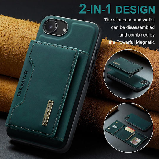 DG.MING Wallet Δερματίνης / Tempered Glass Πράσινο (iPhone 17e / 16e)