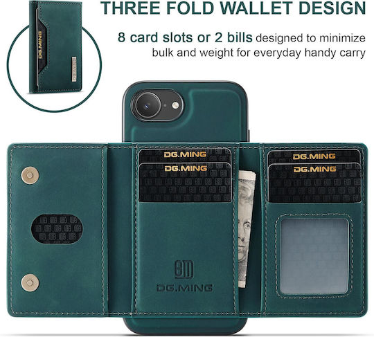 DG.MING Wallet Δερματίνης / Tempered Glass Πράσινο (iPhone 17e / 16e)