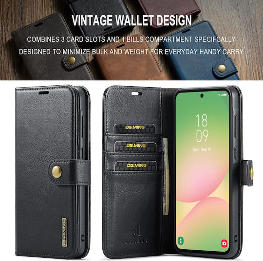 DG.MING Wallet Δερματίνης / Tempered Glass Μαύρο (Galaxy A56)