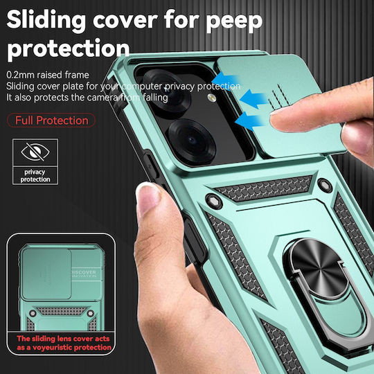 Forcell Xiaomi Poco Back Cover Plastic / Tempered Glass Green (Xiaomi Poco C65, Xiaomi Redmi 13C 4G/5G)