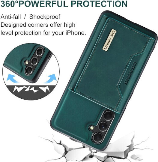 DG.MING Wallet Δερματίνης / Tempered Glass Πράσινο (Galaxy A35)