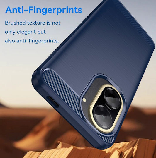 Forcell Carbon Fiber Back Cover Silicone / Tempered Glass Blue (Redmi 15C 4G)