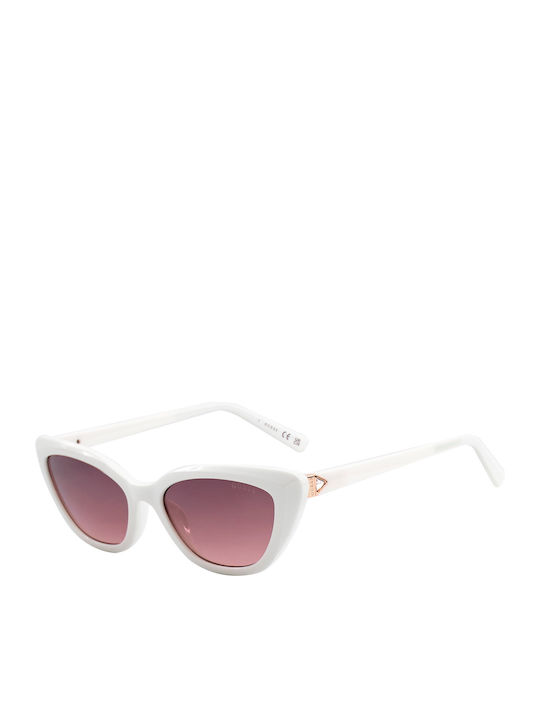 Guess Women's Sunglasses with White Plastic Frame and Pink Gradient Lens GF6197-25F