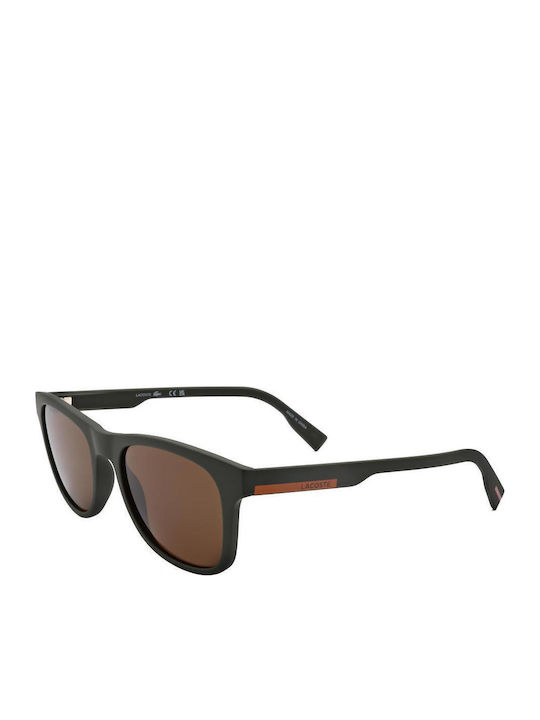 Lacoste Men's Sunglasses with Green Plastic Frame and Brown Lens L969S-317