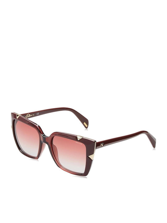 Police Damen Sonnenbrille mit Burgundisch Kunststoff Gestell und Burgundisch Verlaufsfarbe Linse SPLA15 07LN