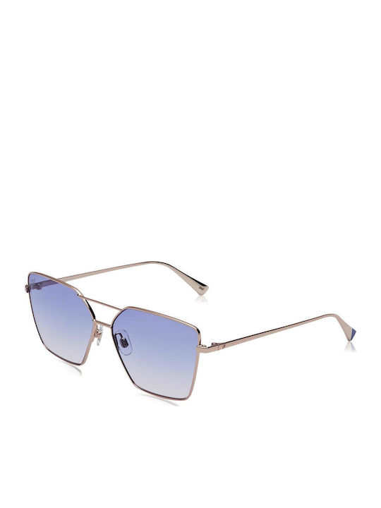 Web Women's Sunglasses with Silver Metal Frame and Blue Gradient Lens WE0268 34W