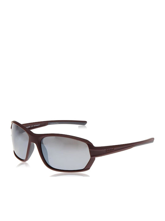 Timberland Men's Sunglasses with Burgundy Plastic Frame and Gray Polarized Lens TB92456667D