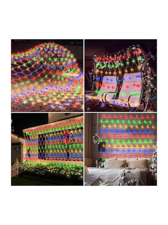 Led Garden Light Net Curtain Waterproof 8 Modes 200x200 Cm