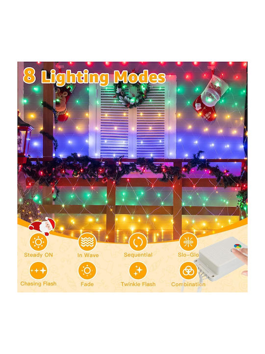 Led Light Net Curtain Waterproof 8 Modes 150x150 Cm