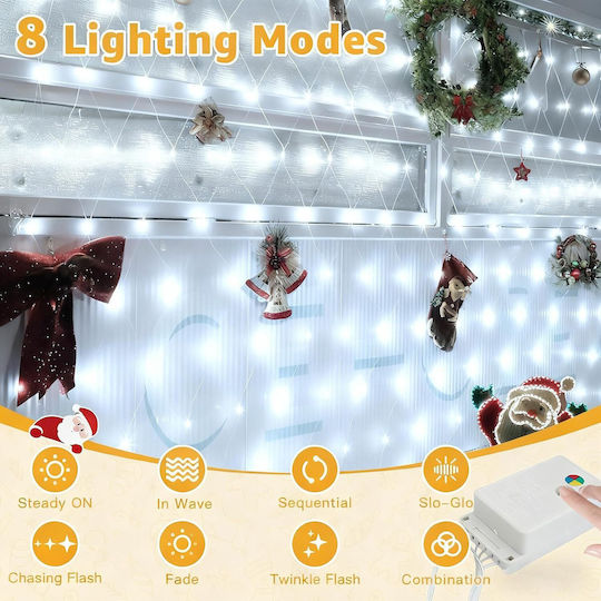 Instalație Luminoasă LED 3 m x 200 cm Alb Cald Tip Plasă