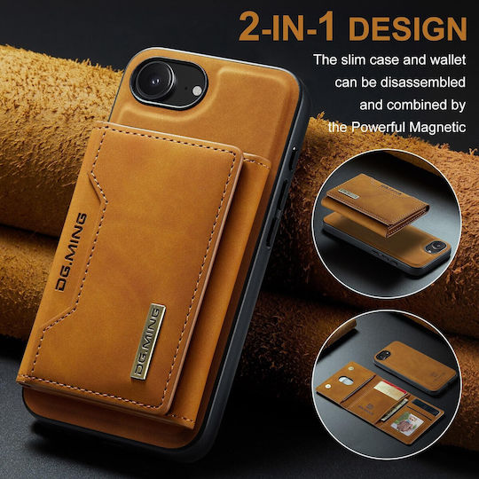 DG.MING Wallet Δερματίνης / Tempered Glass Καφέ (iPhone 17e / 16e)