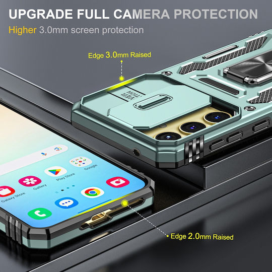Forcell Back Cover Plastic / Tempered Glass Green (Galaxy A35Oppo A55 5G)