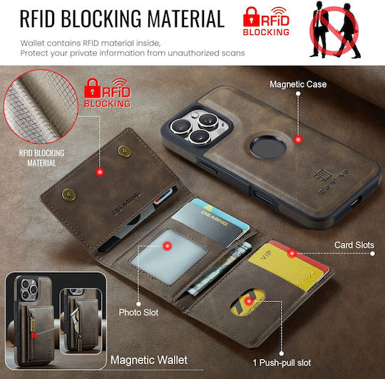 DG.MING Back Cover Δερματίνης / Tempered Glass Καφέ (iPhone 16 Pro)
