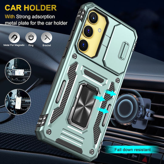 Forcell Back Cover Plastic / Tempered Glass Green (Galaxy A35Oppo A55 5G)