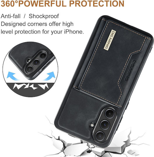 DG.MING Wallet Δερματίνης / Tempered Glass Μαύρο (Galaxy A35)