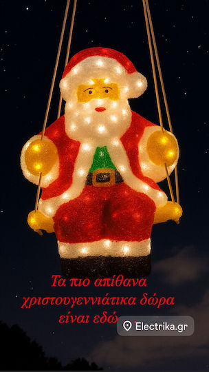 Luminat Decorativ Moș Crăciun Roșuς din Plastic în Leagăne 50cm.