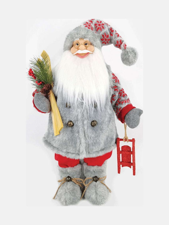 Декоративен Дядо Коледа Сив от Текстил 60см. Saint Nicholas