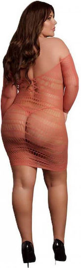 Le Désir Rotes Minikleid Mit Öffnungen Langärmliges Netz Minikleid Queen Size