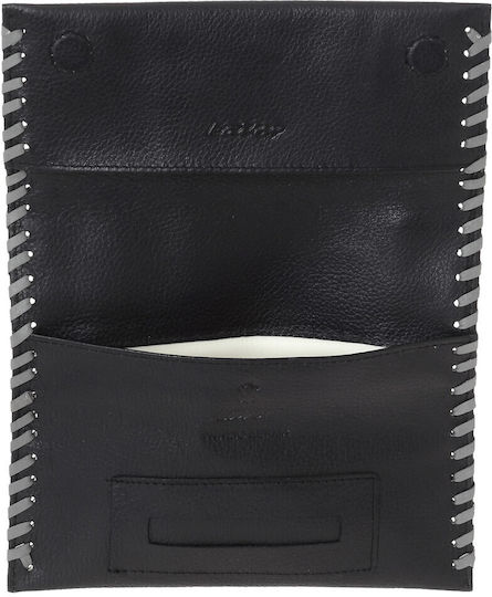 Lavor Leather Tobacco Pouch Black with Magnet Closure 16.5x7.5cm