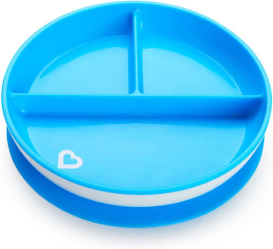 Munchkin Children's Stay Put Suction Food Plate Made of Blue Plastic