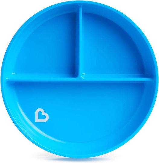 Munchkin Children's Stay Put Suction Food Plate Made of Blue Plastic