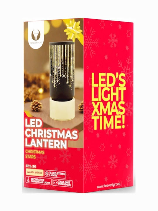 Forever Christmas Glass Black Battery Lantern 20x9cm