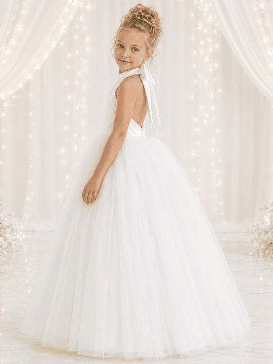 Girls Dress Sleeveless for Flower Girl White