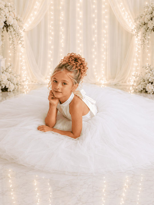 Girls Dress Sleeveless for Flower Girl White