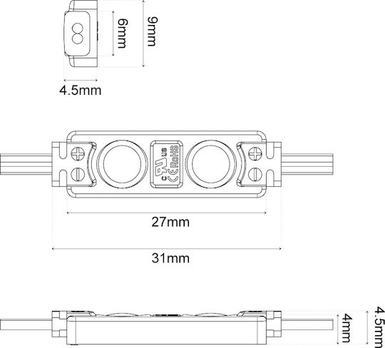 LED Modul Smd2835 Ip65 0,32W 12VDC >=120d Rote
